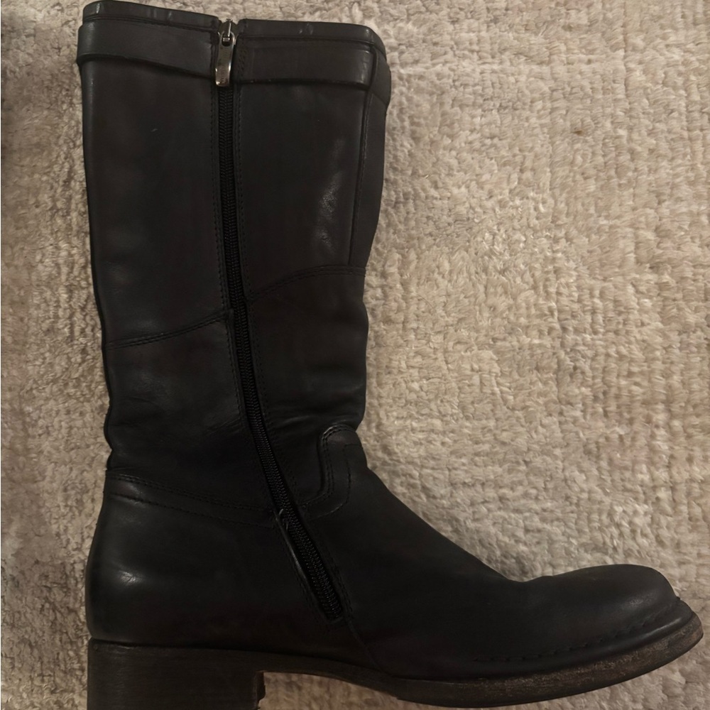 Women's Black Leather mid-calf Boots 37.5 - Picture 3 of 7
